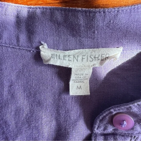 Eileen Fisher Lavender Irish Linen Button Down Tunic Sz Medium Runs Large - Picture 9 of 13